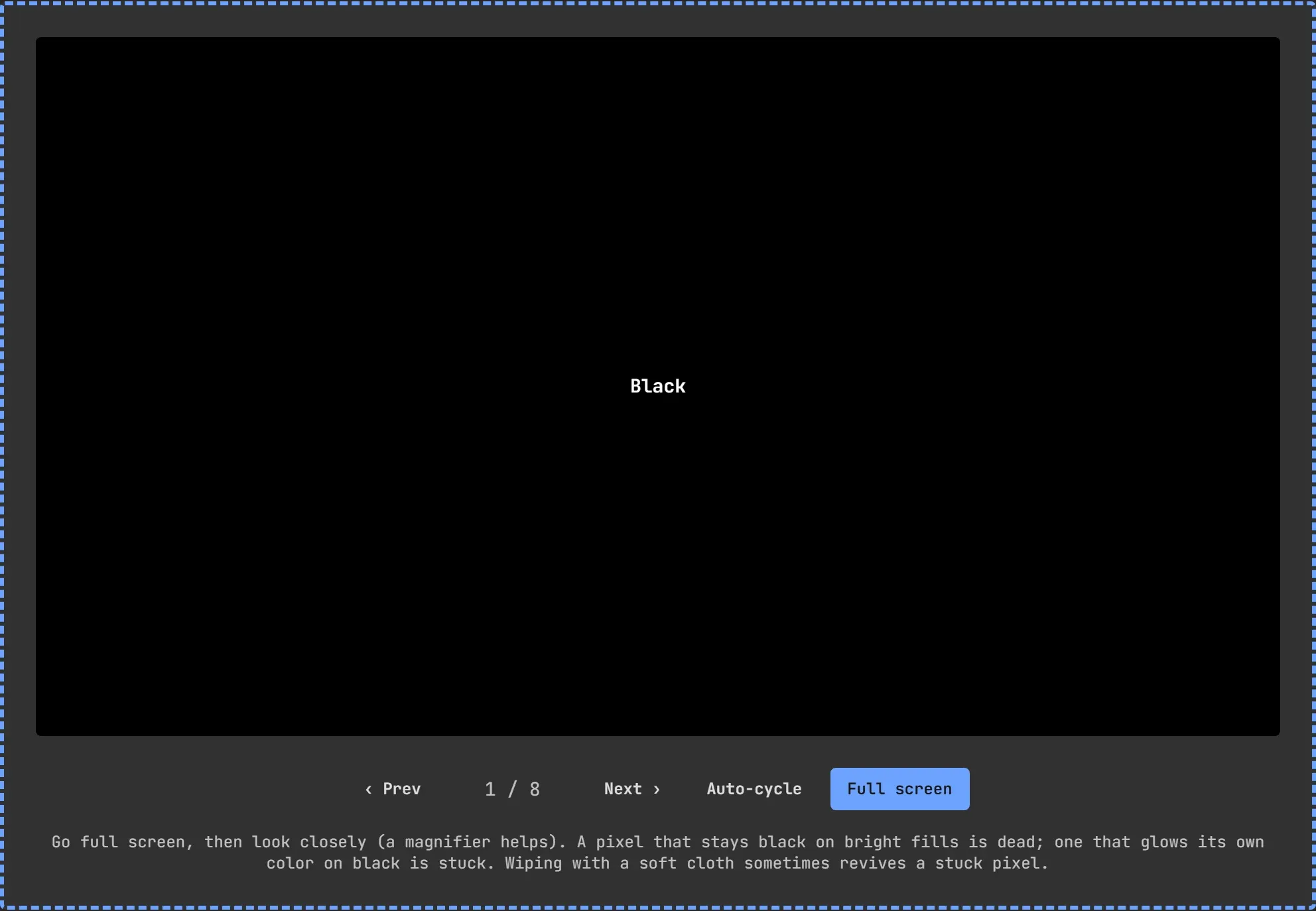 Dead Pixel Test on RigPolice